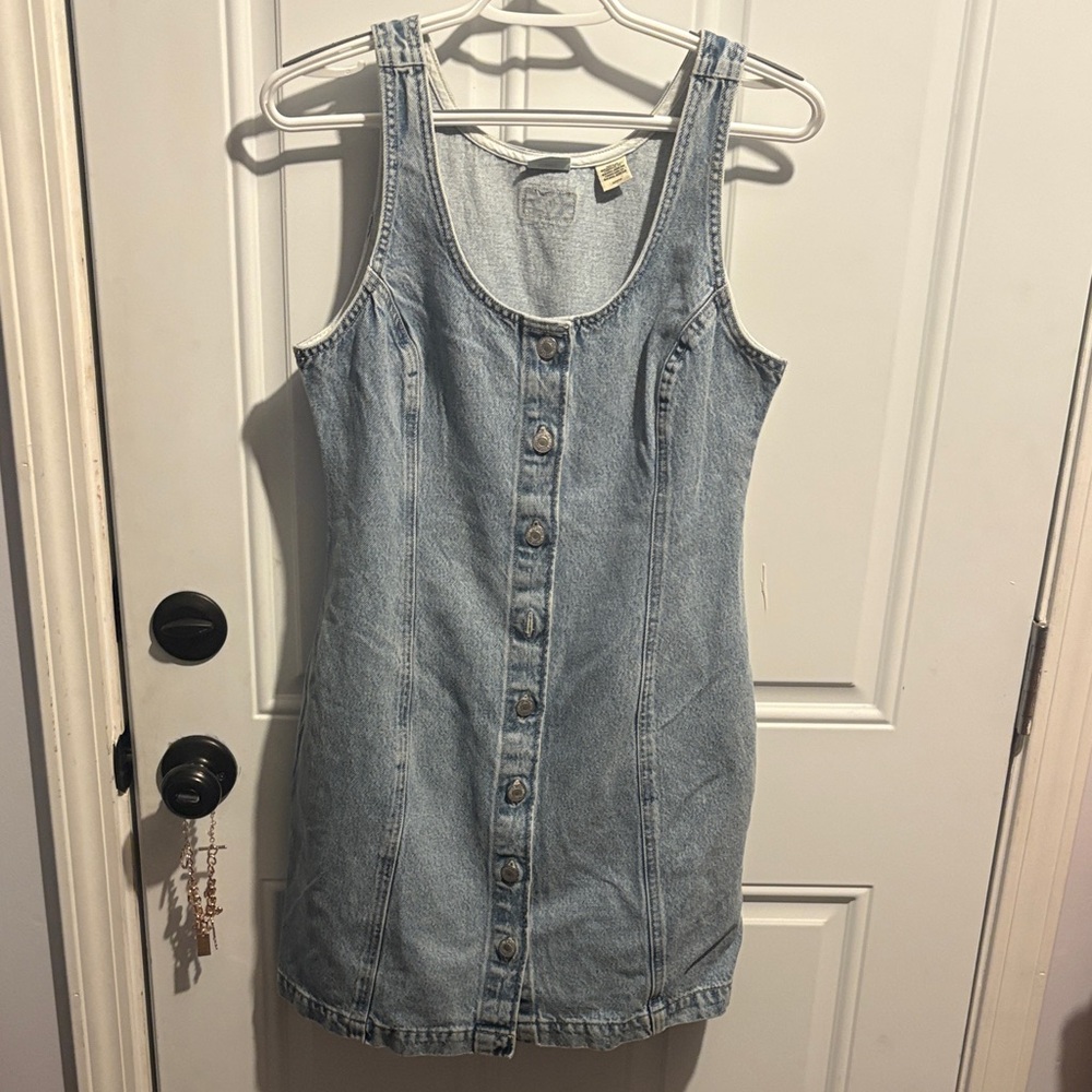 Levi's Light Blue Denim Button-Front Mini Dress